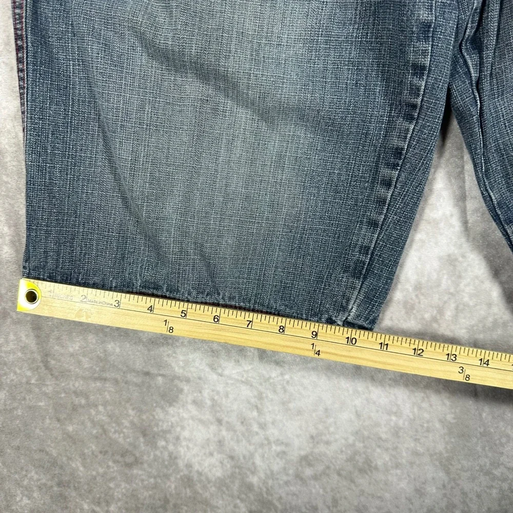 Southpole Mens Baggy Denim Shorts Blue Red Stitch Y2K Hip Hop Skater Jorts 30x14
